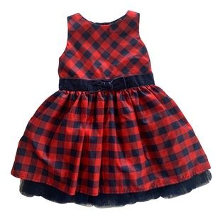 🍄2/$15 Cat & Jack Checkered Red/Navy Blue Dress-2T